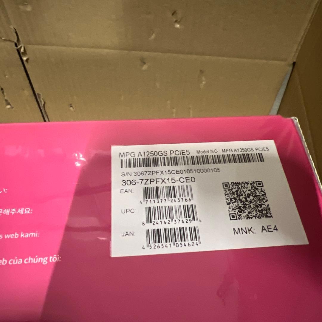 MSI MPG A1250GS PCIE 5.1 ATX 3.1 ゲーム用電源