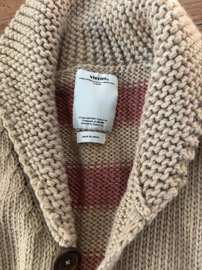 visvim ストライプ ピースマーク ショールカラー　カーディガン