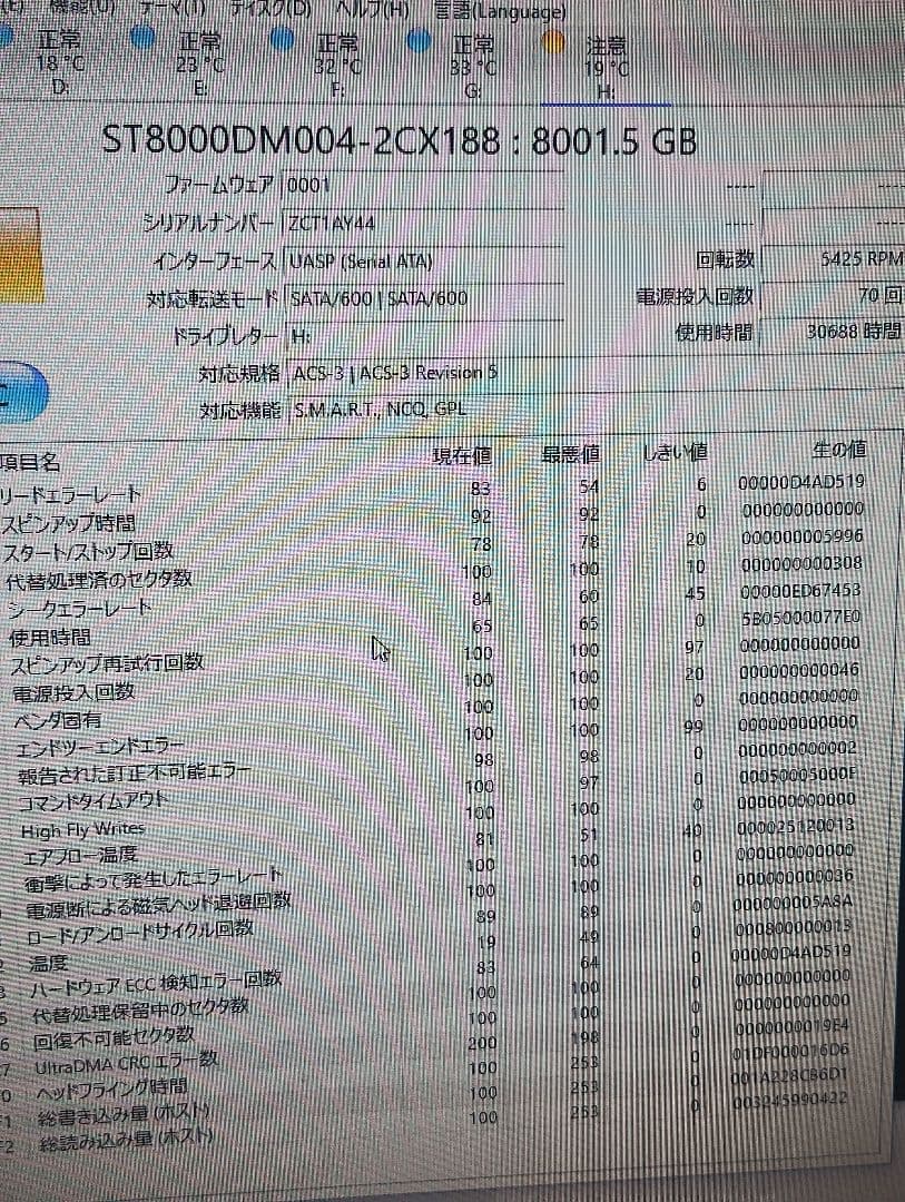 【SEAGATE】8TB HDD ST8000DM004 注意表示