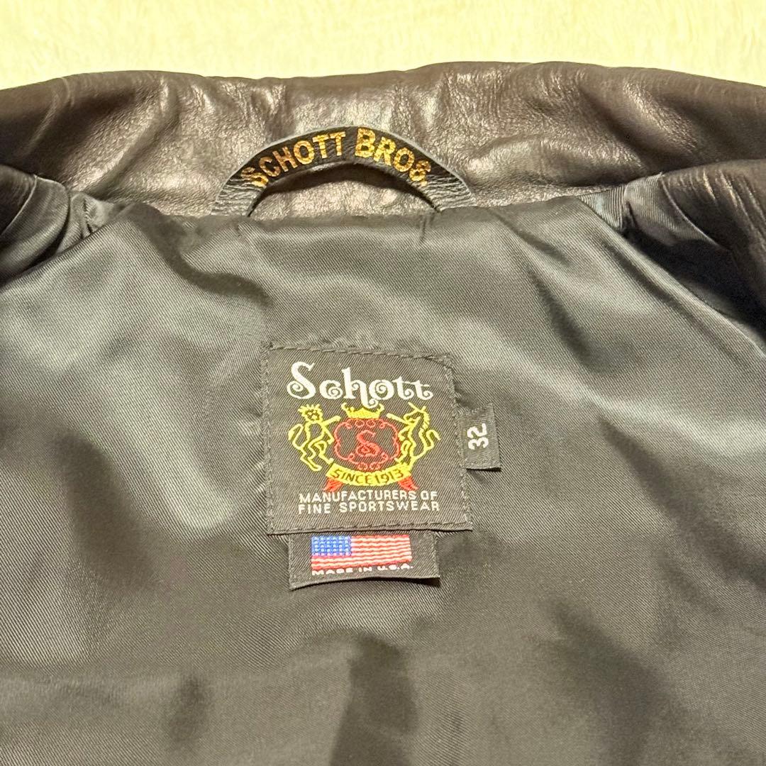 美品 Schott ショット7209 ブラック レザートラッカージャケット 32