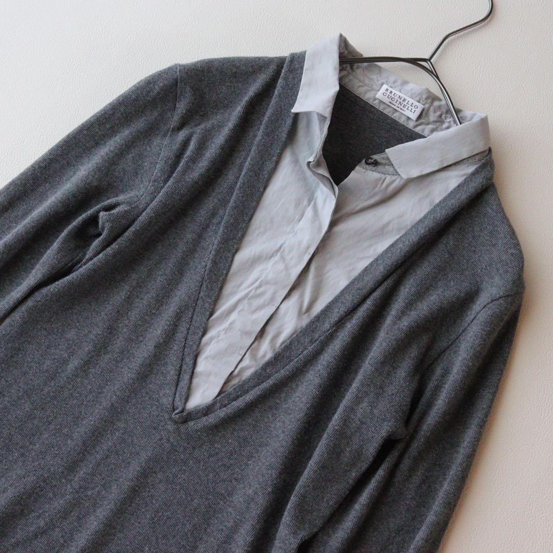 5362【美品】ブルネロクチネリ　コンビネーションニット カシミヤ混 モニーレ