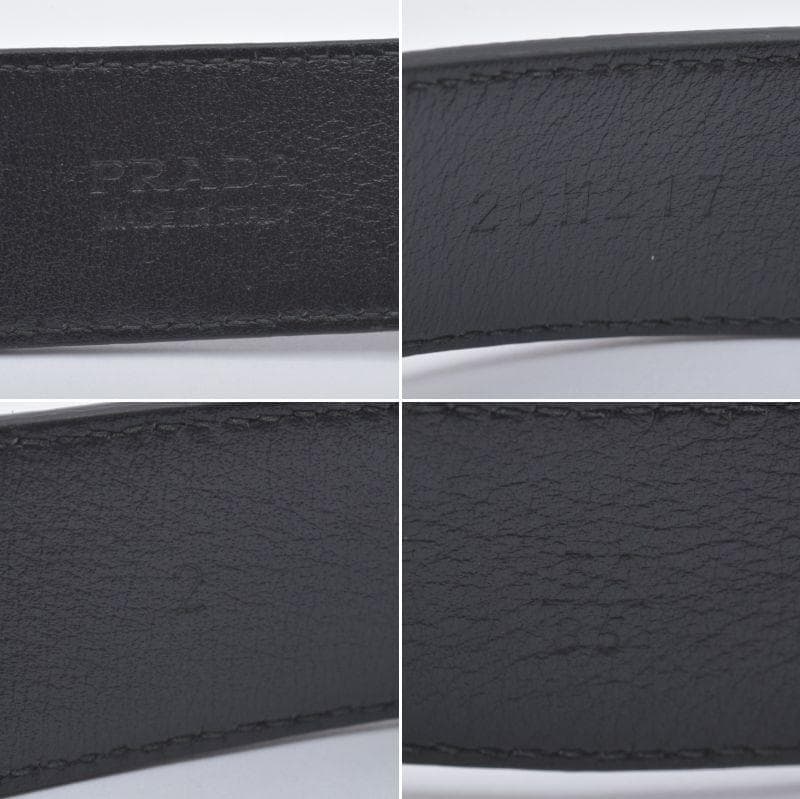 美品 PRADA プラダ ベルト ブラック サフィアーノレザー 三角プレート