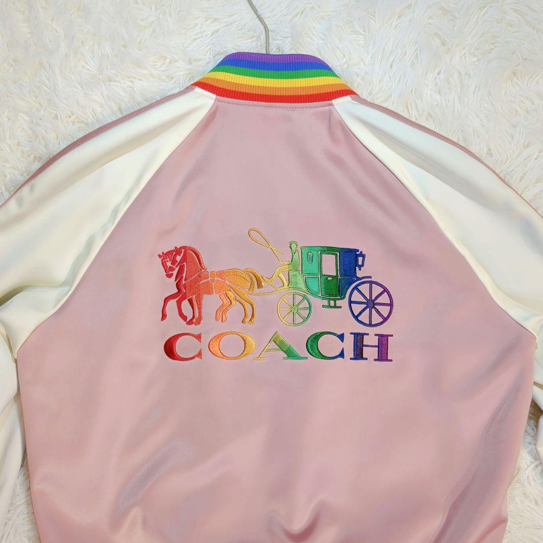 極美品✨️ COACH (S) スカジャン ホースアンドキャリッジ刺繍 ピンク
