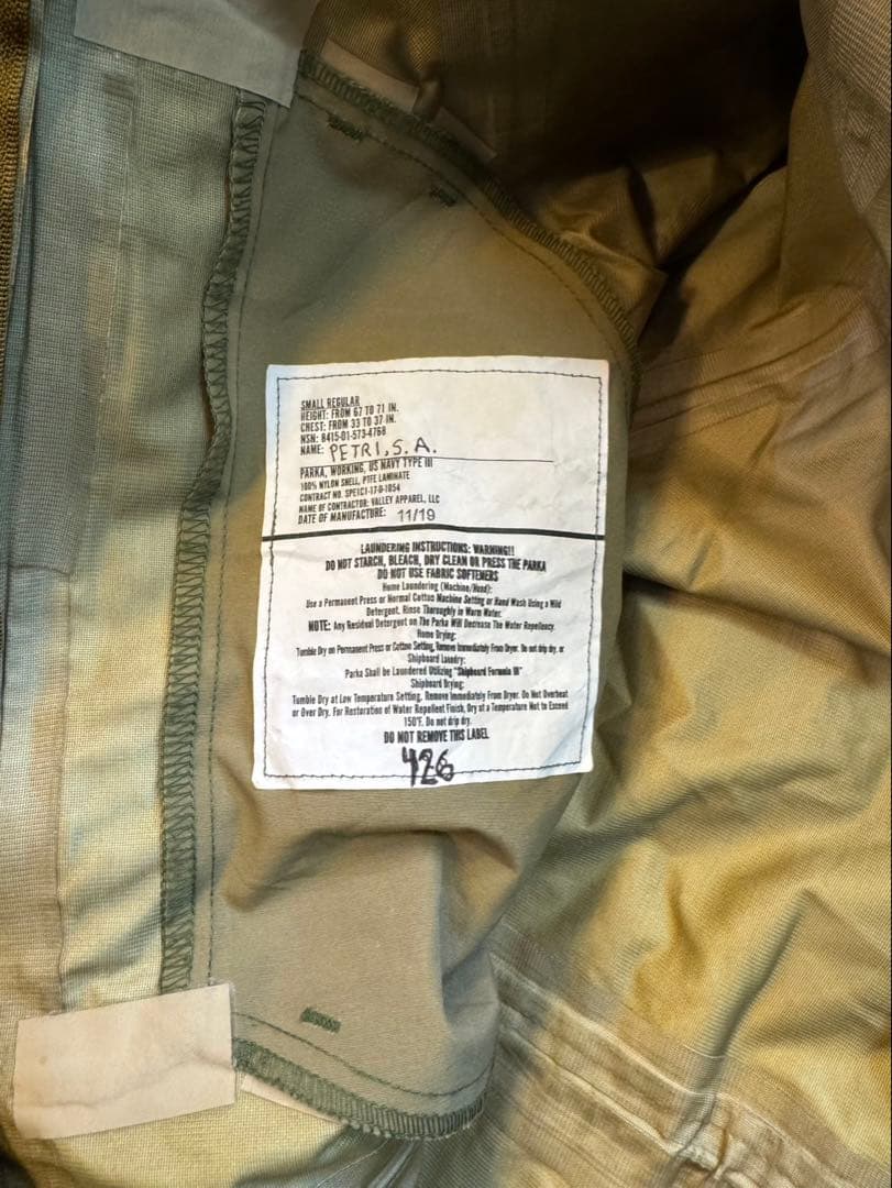 米軍実物 US NAVY AOR2 NWU Type3　ゴアテックス パーカーS