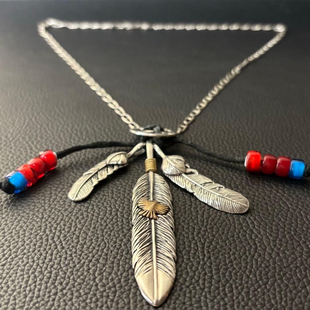 MEXICO シルバー925 3連フェザーネックレス　ヴィンテージ