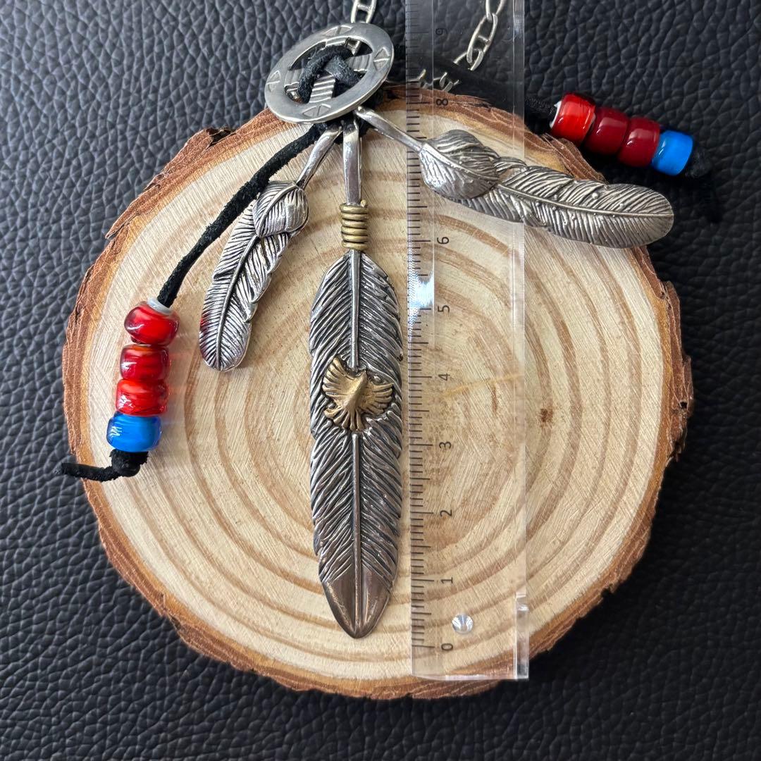 MEXICO シルバー925 3連フェザーネックレス　ヴィンテージ