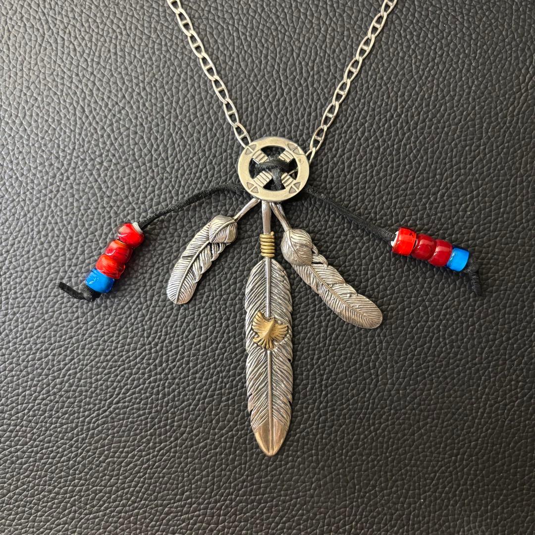 MEXICO シルバー925 3連フェザーネックレス　ヴィンテージ