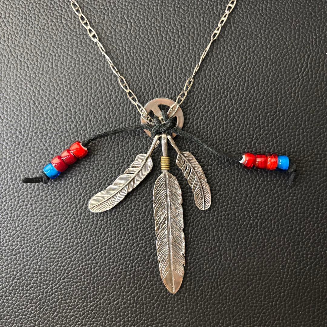 MEXICO シルバー925 3連フェザーネックレス　ヴィンテージ