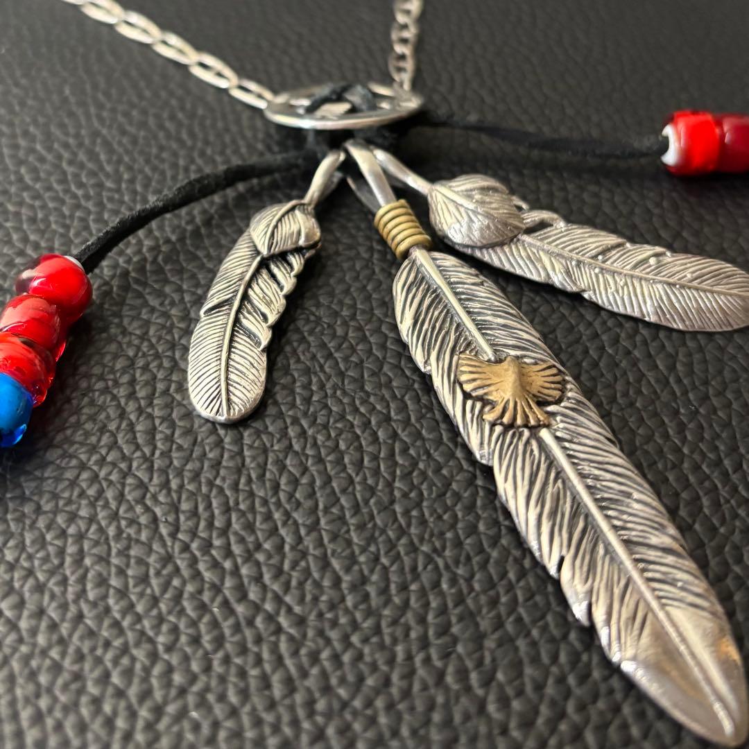 MEXICO シルバー925 3連フェザーネックレス　ヴィンテージ