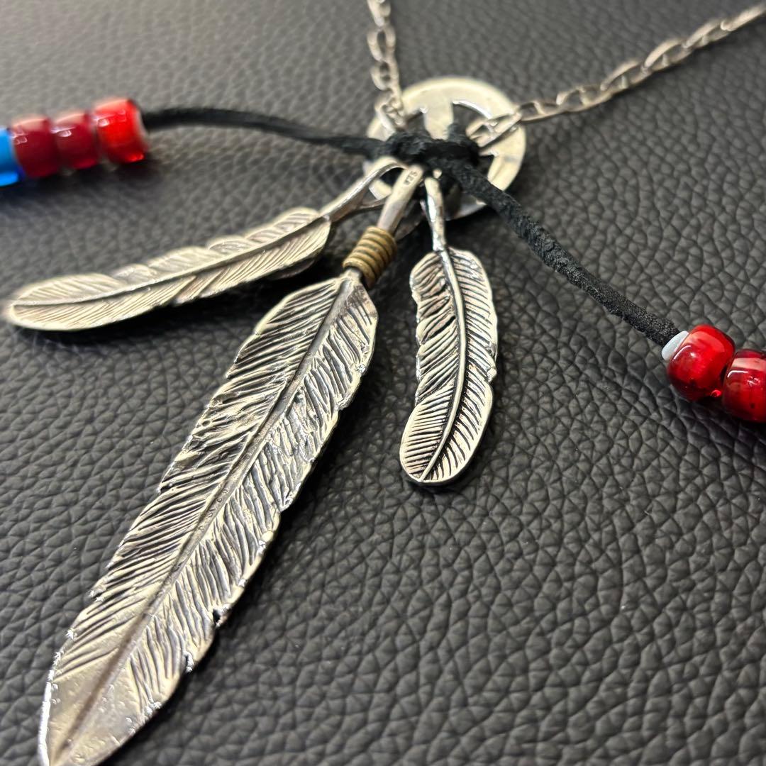 MEXICO シルバー925 3連フェザーネックレス　ヴィンテージ