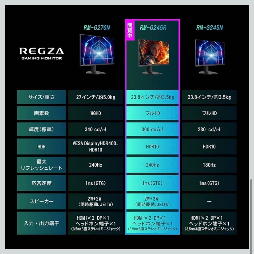 REGZA RM-G245R 24インチ / 240Hz IPSパネル 1ms
