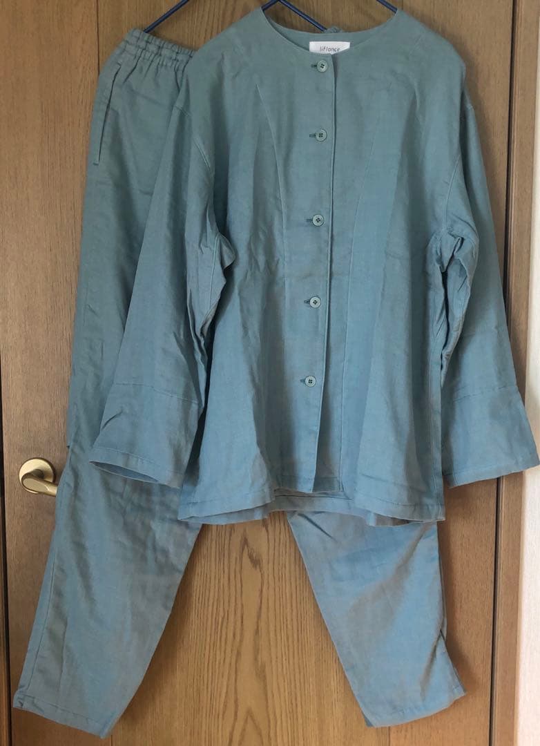 liflance リフランス 3重ガーゼパジャマ セージブルー レディースL