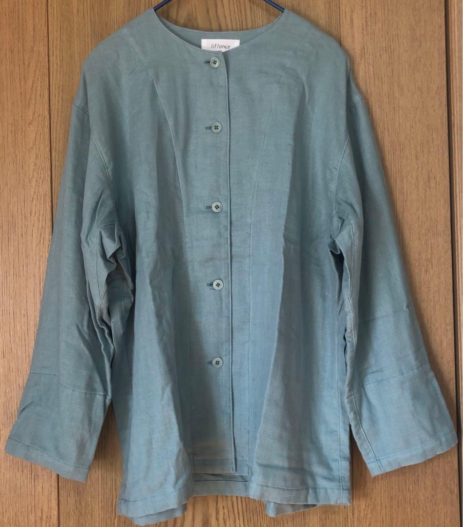 liflance リフランス 3重ガーゼパジャマ セージブルー レディースL