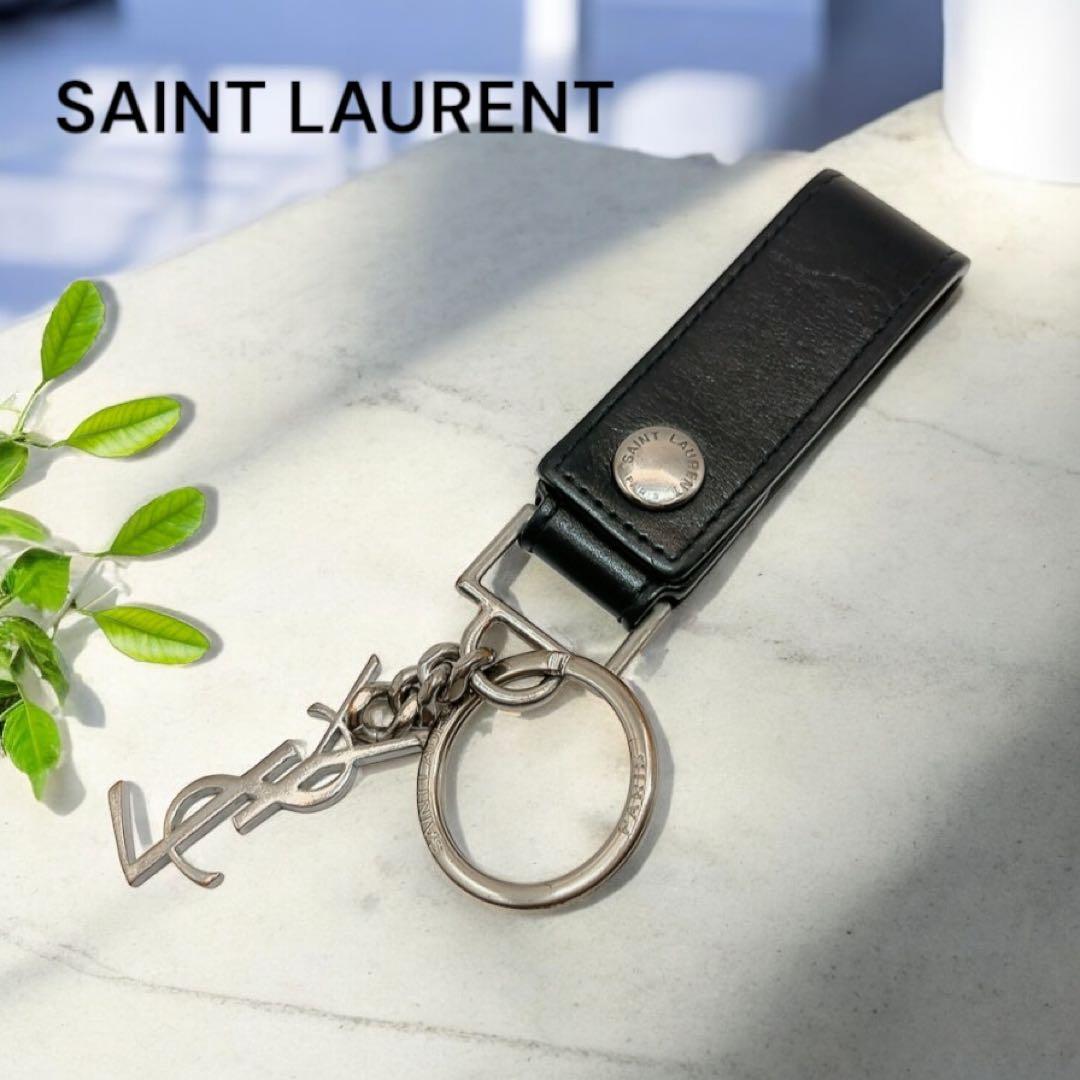 【SAINT LAURENT 】サンローラン カサンドラ ロゴキーリングブラック
