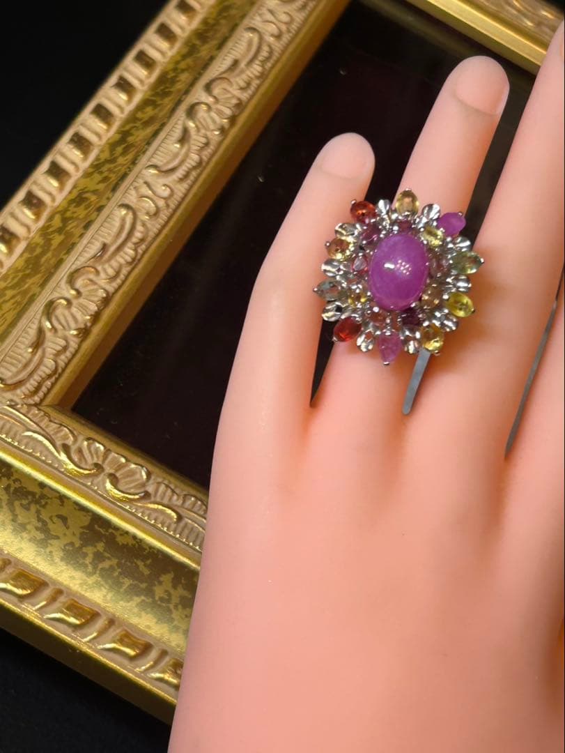 の*こ様 華やか！天然石ルビーカボションリング13号