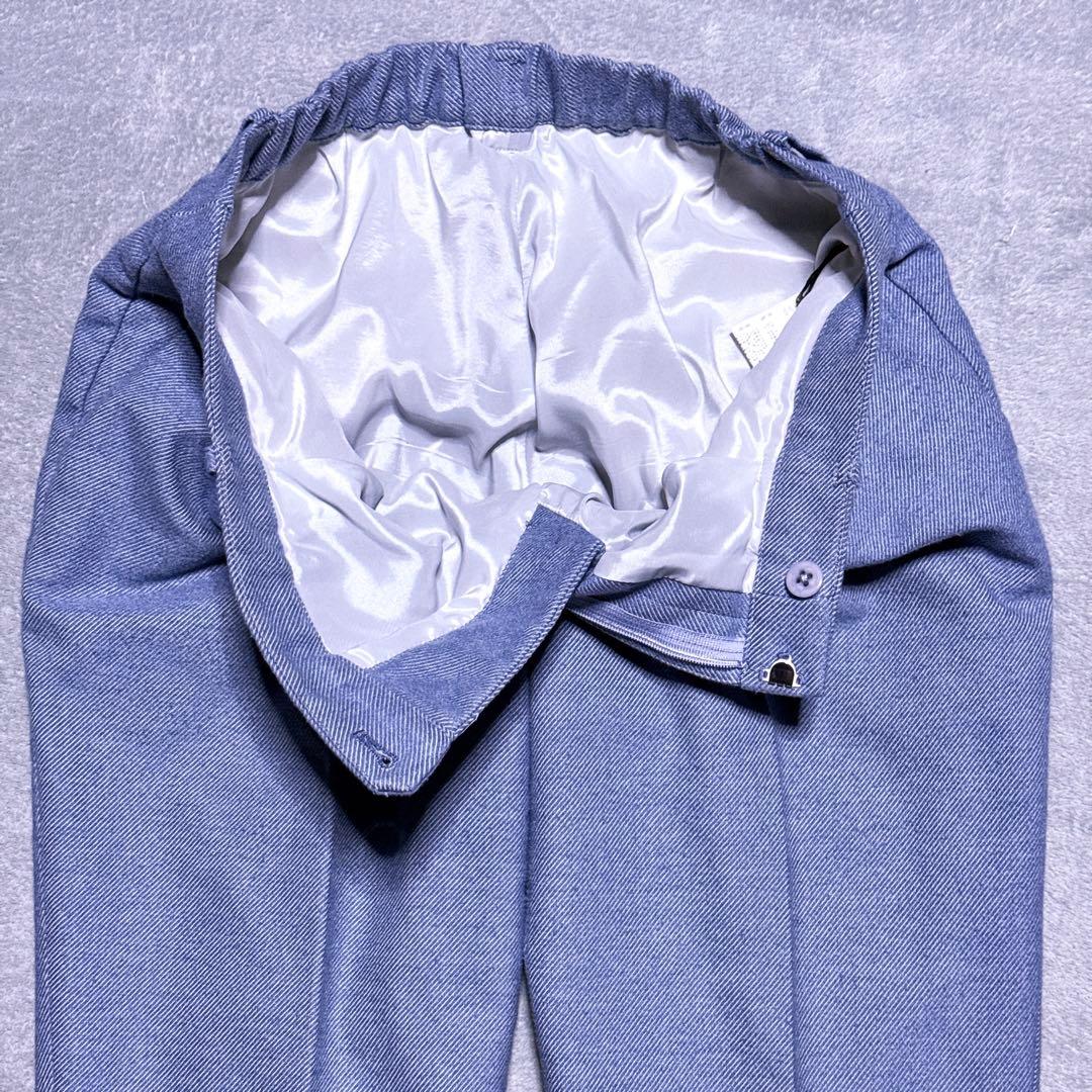 【美品】グリーンレーベルリラクシング パンツスーツ ノーカラージャケット L 青