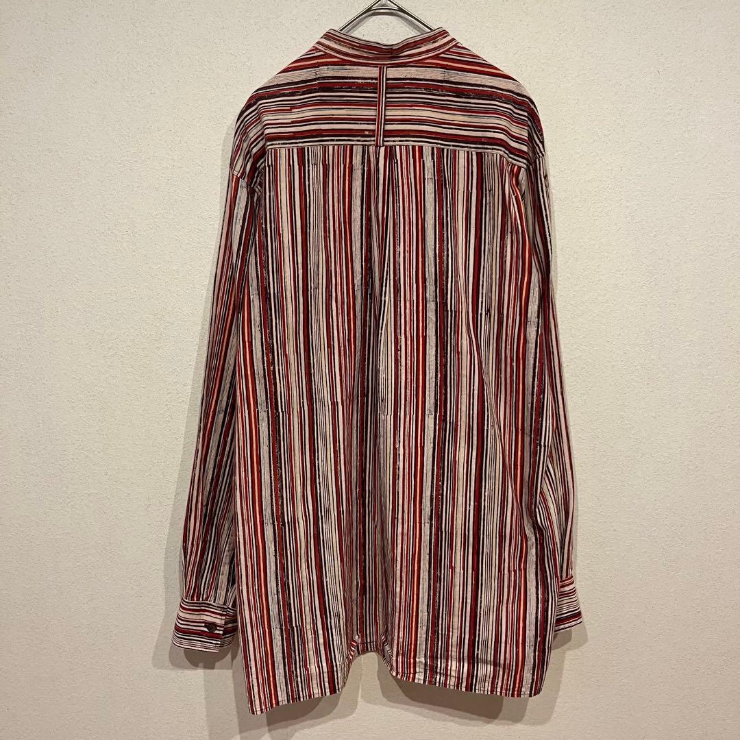 【美品】S'YTE オーバーサイズ ストライプ柄 デザイン バンドカラー シャツ