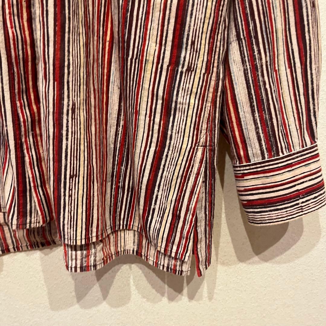 【美品】S'YTE オーバーサイズ ストライプ柄 デザイン バンドカラー シャツ