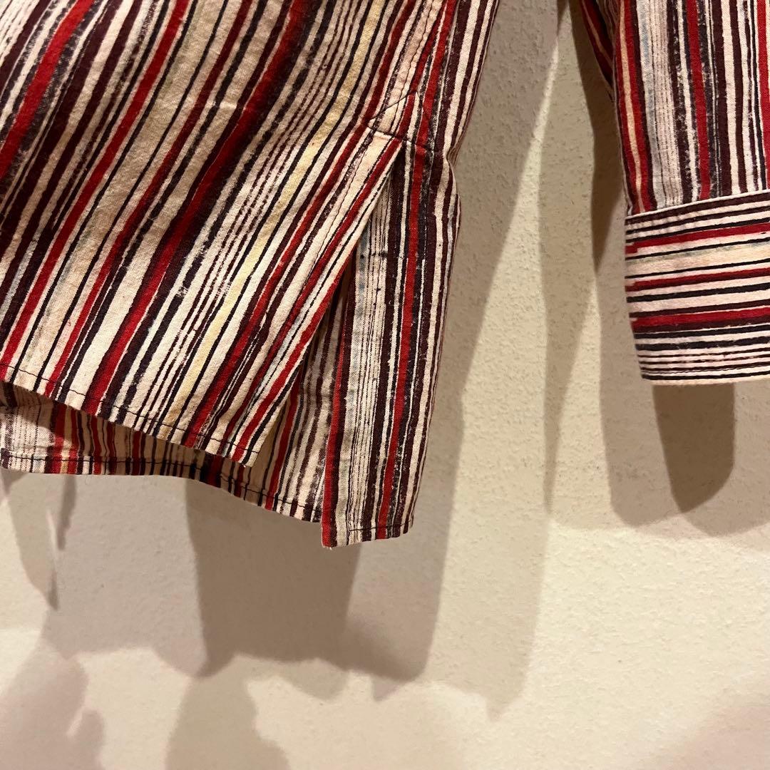 【美品】S'YTE オーバーサイズ ストライプ柄 デザイン バンドカラー シャツ