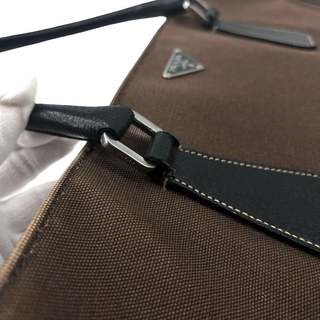 美品】 PRADA　プラダ　トートバッグ　三角ロゴ　キャンバス　革　A4収納