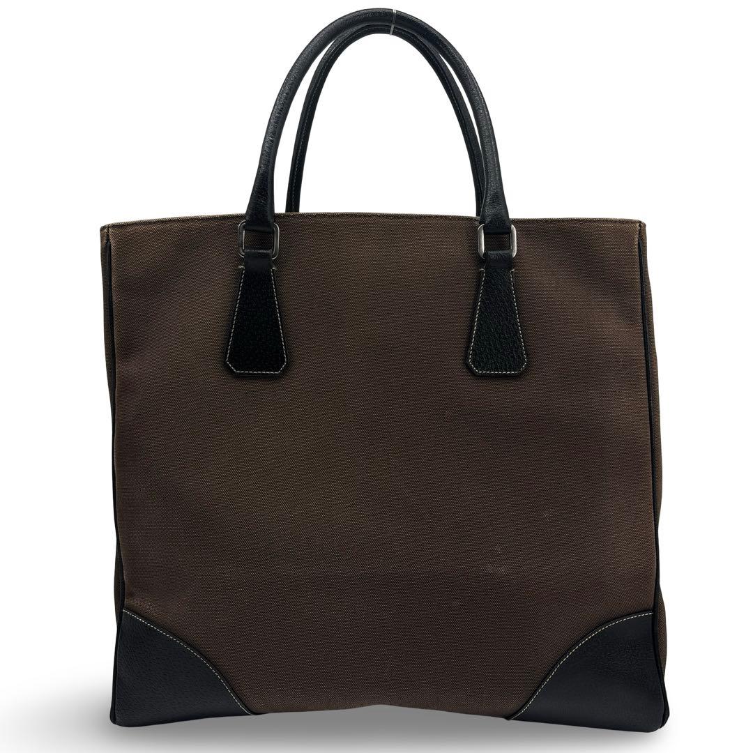 美品】 PRADA　プラダ　トートバッグ　三角ロゴ　キャンバス　革　A4収納