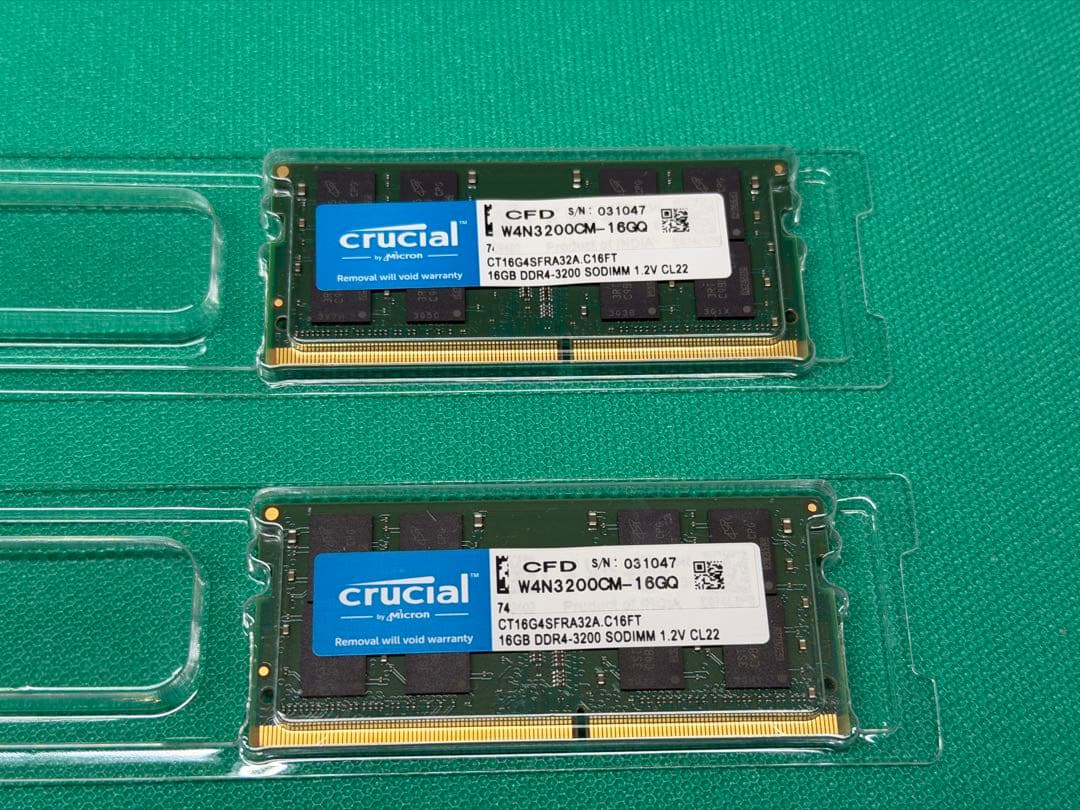 crucial DDR4 16GB×2 メモリ PC4-25600 ノート用