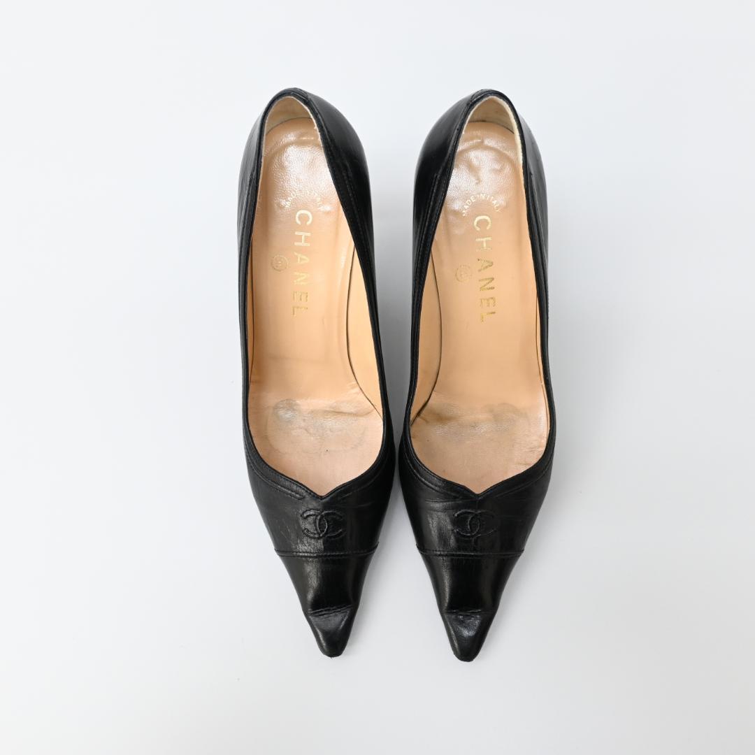 ■ 47935★年 CHANEL シャネル パンプス ココマーク レザー