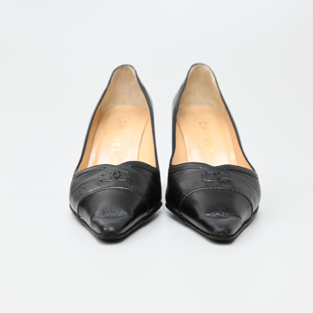 ■ 47935★年 CHANEL シャネル パンプス ココマーク レザー