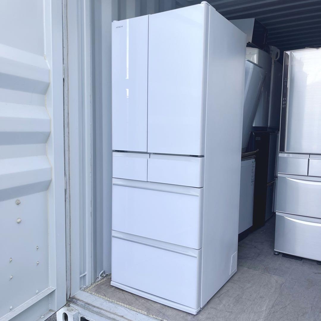 取付無料！日立まるごとチルド・自動製氷搭載！おしゃれホワイト6ドア冷蔵庫！洗濯機