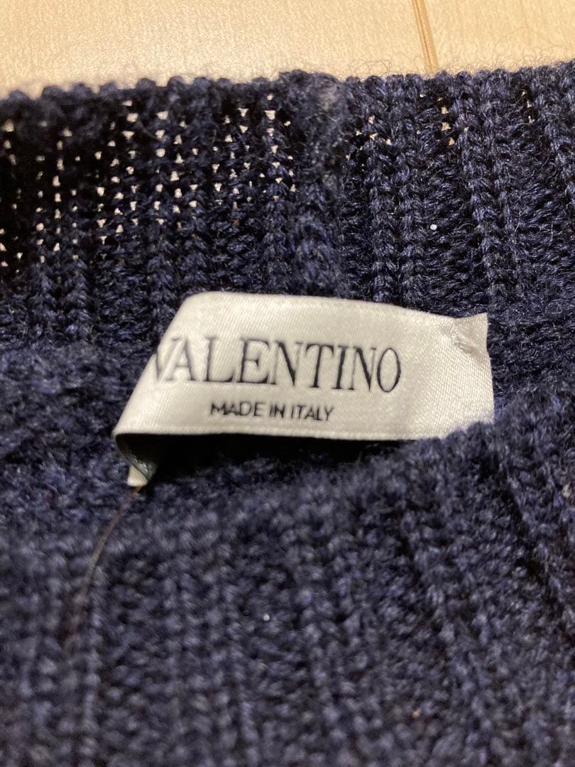VALENTINO ネイビー ケーブルニットセーター