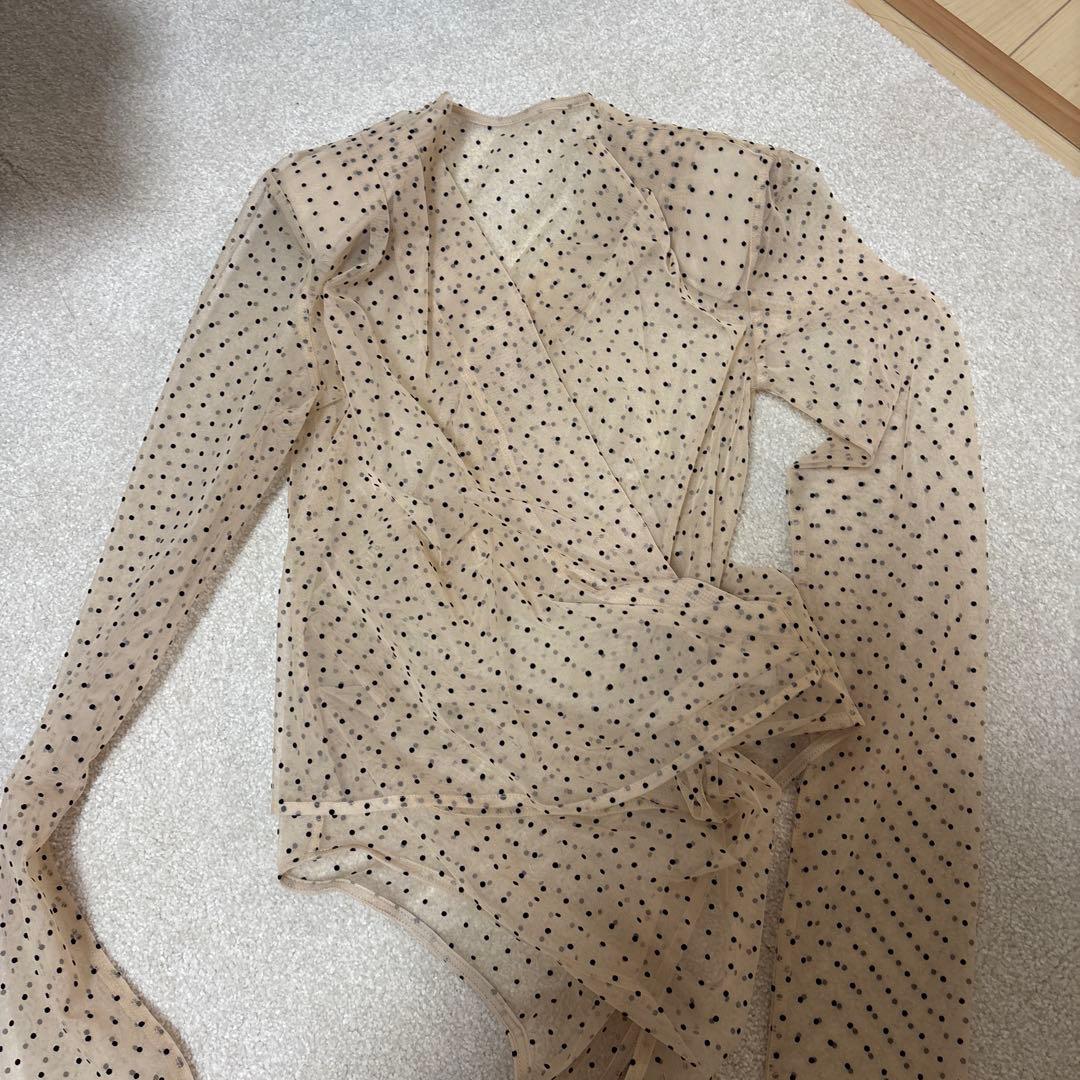 トップス SHEER DRAPE BODYSUITS MIX