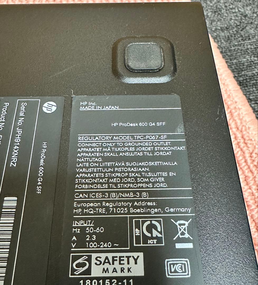 な*し様 すぐ使用可能：HP ProDesk 600 G4 i3-8世代SSDO