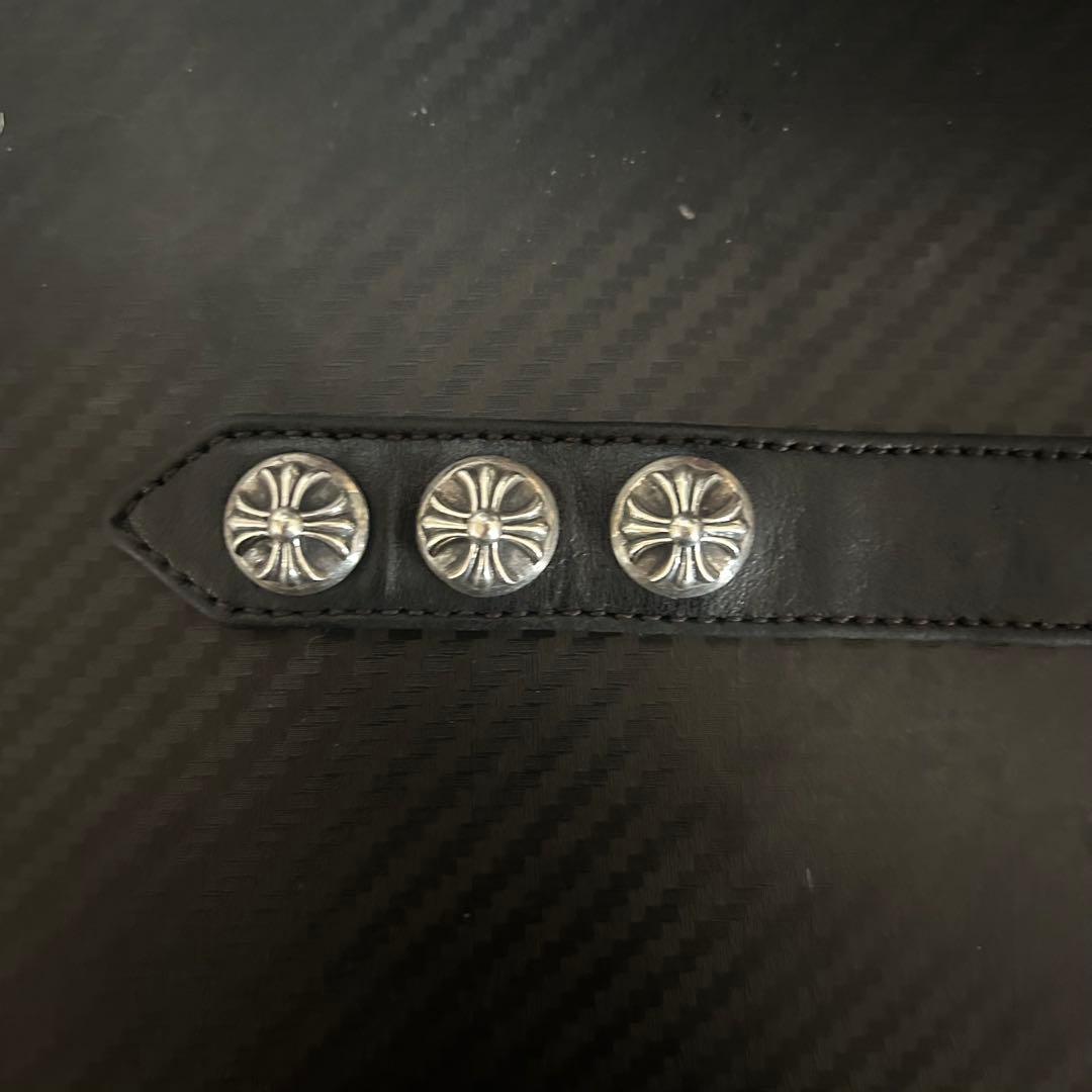 Chrome Hearts 3ボタン レザーブレスレット ブラック