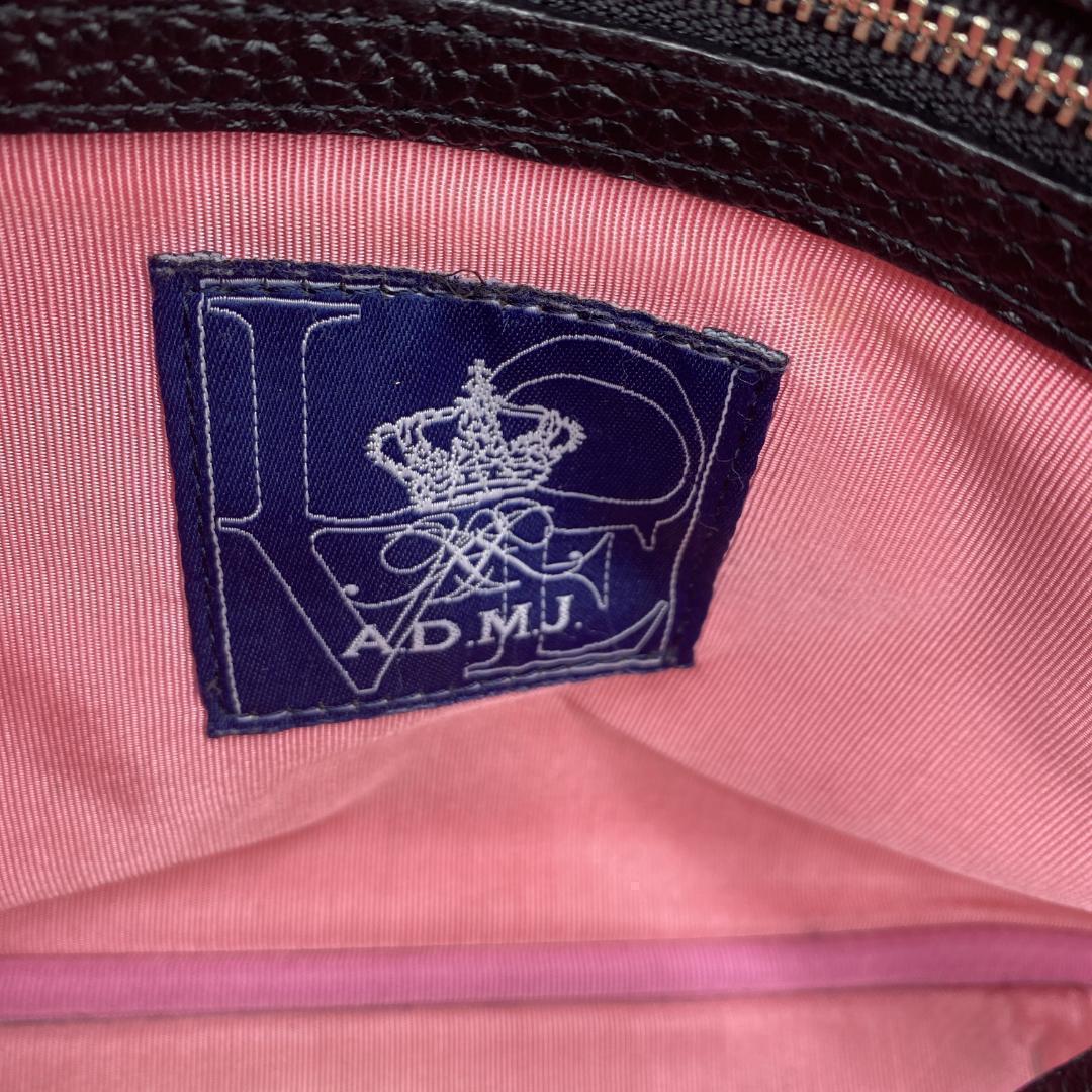 美品 A.D.M.J ミニボストン ハンドバッグ レザー レディース ブラック