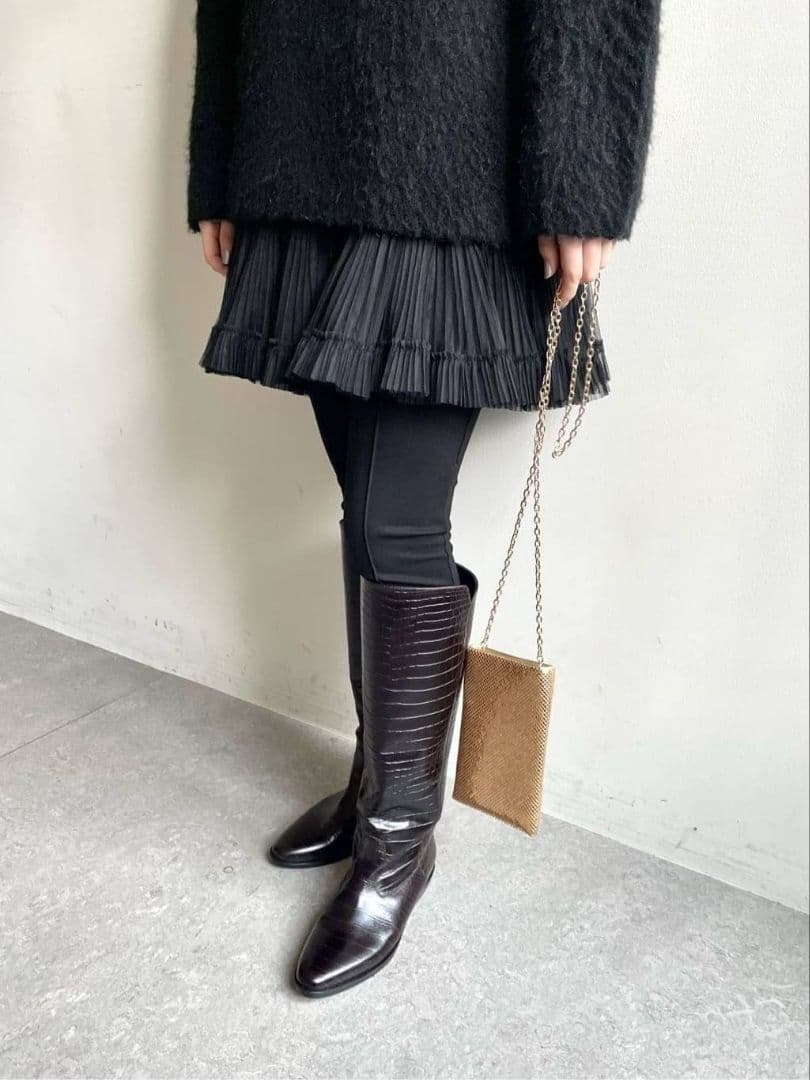 カヌレ【BRENTA】 36 クロコ型押ロングブーツ ブラウン