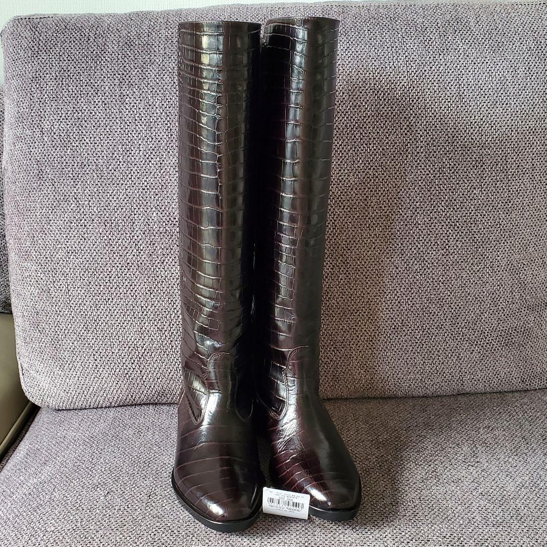 カヌレ【BRENTA】 36 クロコ型押ロングブーツ ブラウン