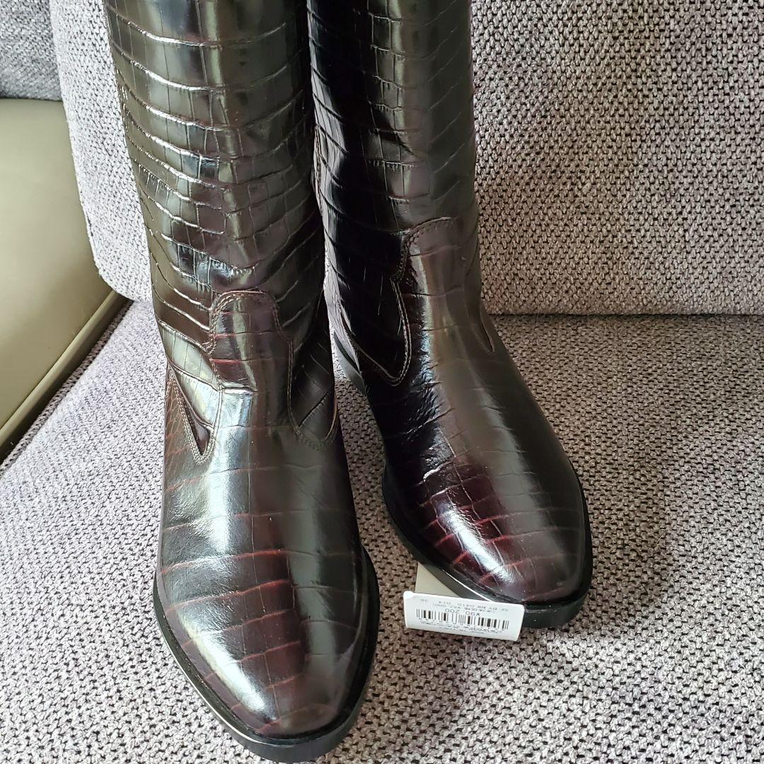 カヌレ【BRENTA】 36 クロコ型押ロングブーツ ブラウン