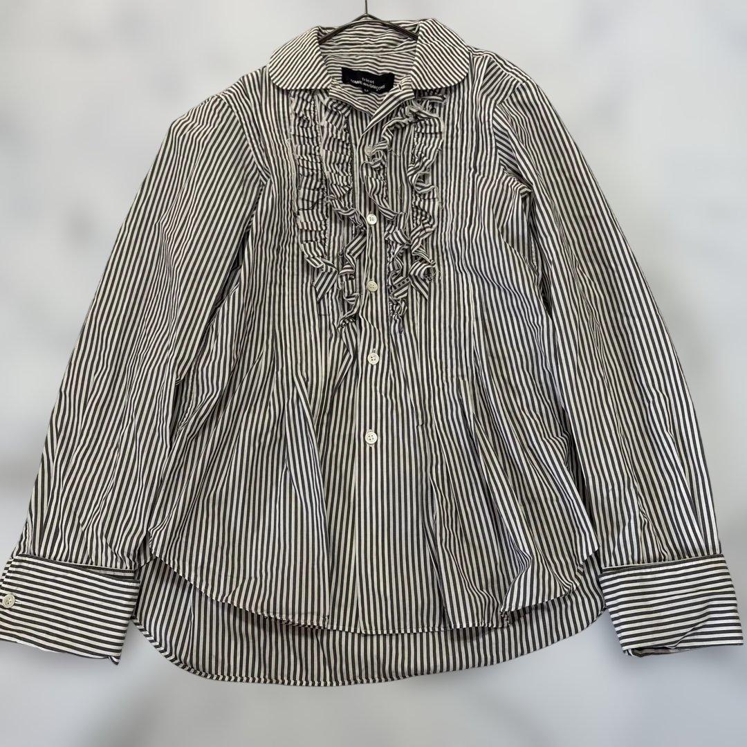 ✨美品✨ トリココムデギャルソン ボウタイフリル　ストライプシャツ