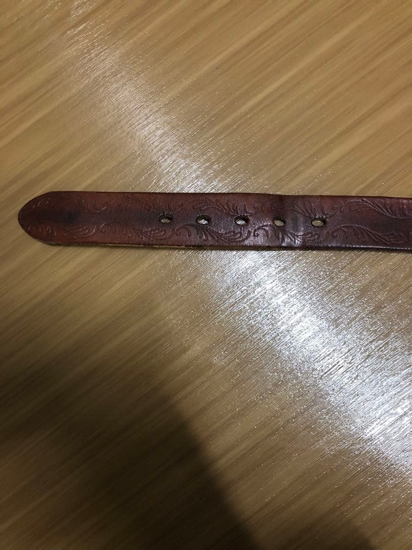 DOUBLERL RRL レザーベルト　カービング　ジョニーデップ着　ブラウン