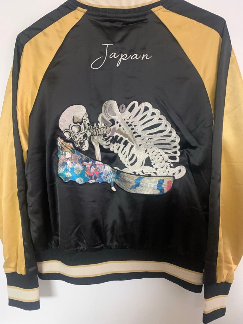 karaku ドクロと浮世絵柄　スカジャンLサイズ