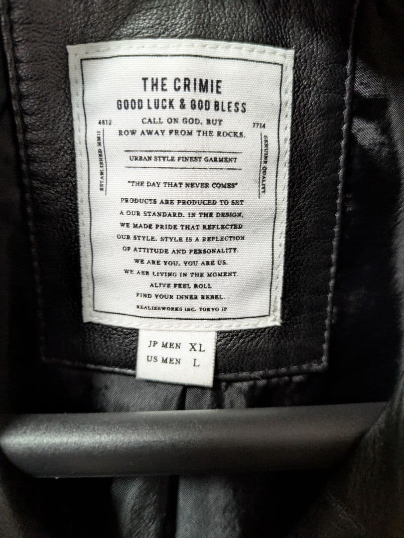 良品！CRIMIE クライミー　ラムレザー　ダブルライダースジャケット　XL