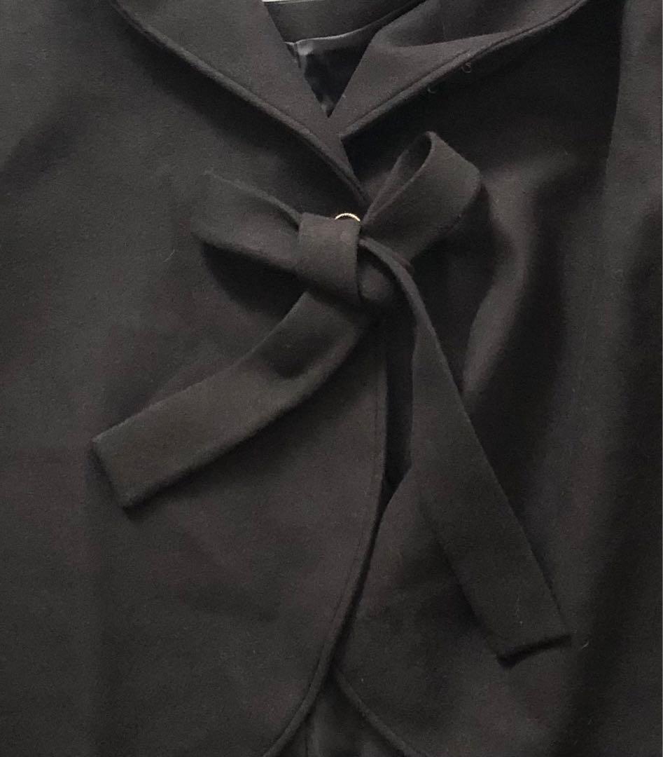 KUOSE クオセ ☆ リボンカラーコート フーディー ブラック XSサイズ