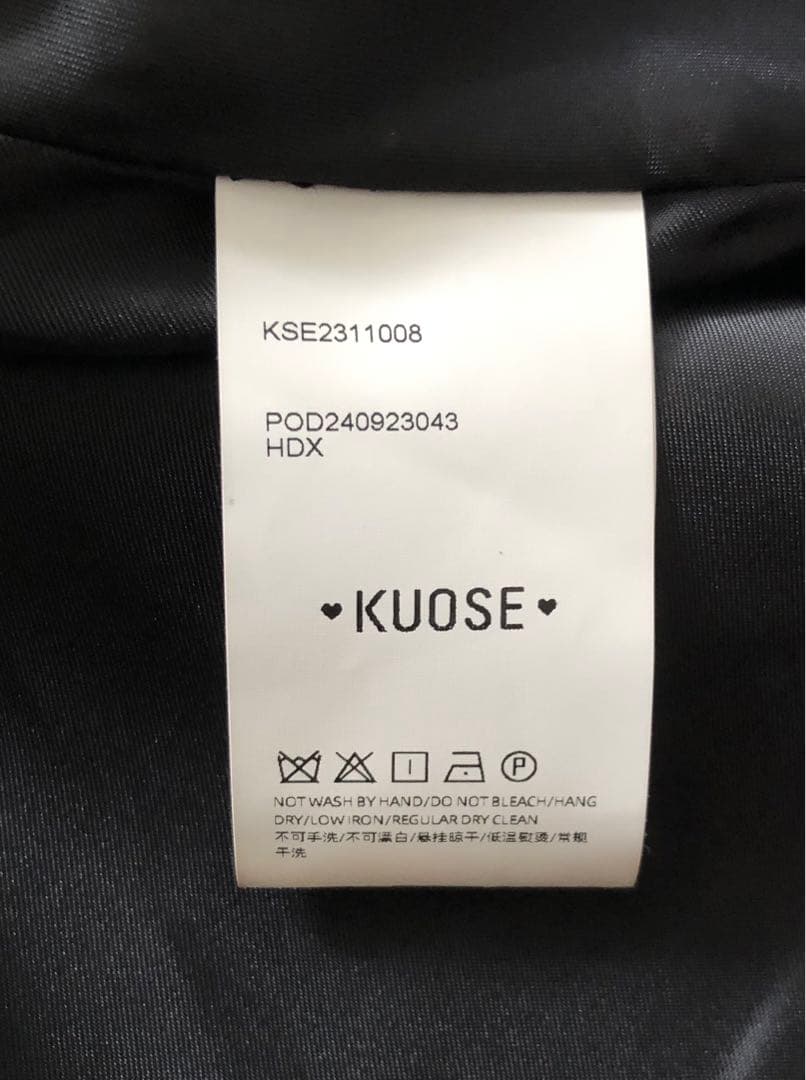 KUOSE クオセ ☆ リボンカラーコート フーディー ブラック XSサイズ