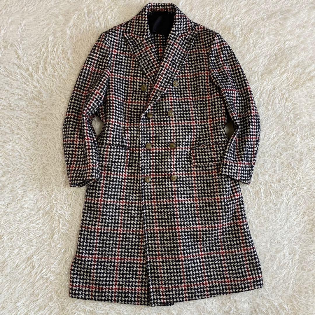 【美品/希少サイズ】イレブンティ　ダブルチェスターコート　アルパカ　千鳥　2XL