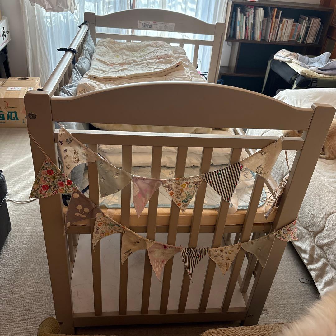 mk_golf ライトグレー 木製ベビーベッド 標準サイズ