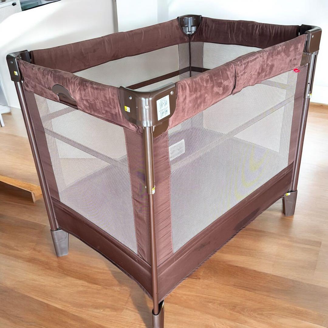 【最上位・美品】Aprica ココネルエアープラスAB ブラウン ベビーベッド