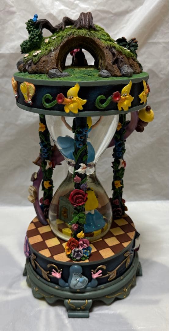 ディズニー 不思議の国のアリス 砂時計型ライトアップ オルゴール付スノーグローブ