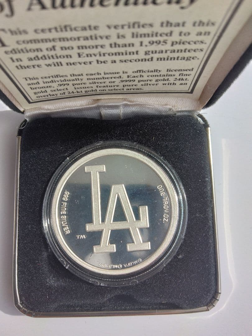 野茂英雄　純銀　ドジャース　約31g 純銀 記念メダル.999 ファインシルバー