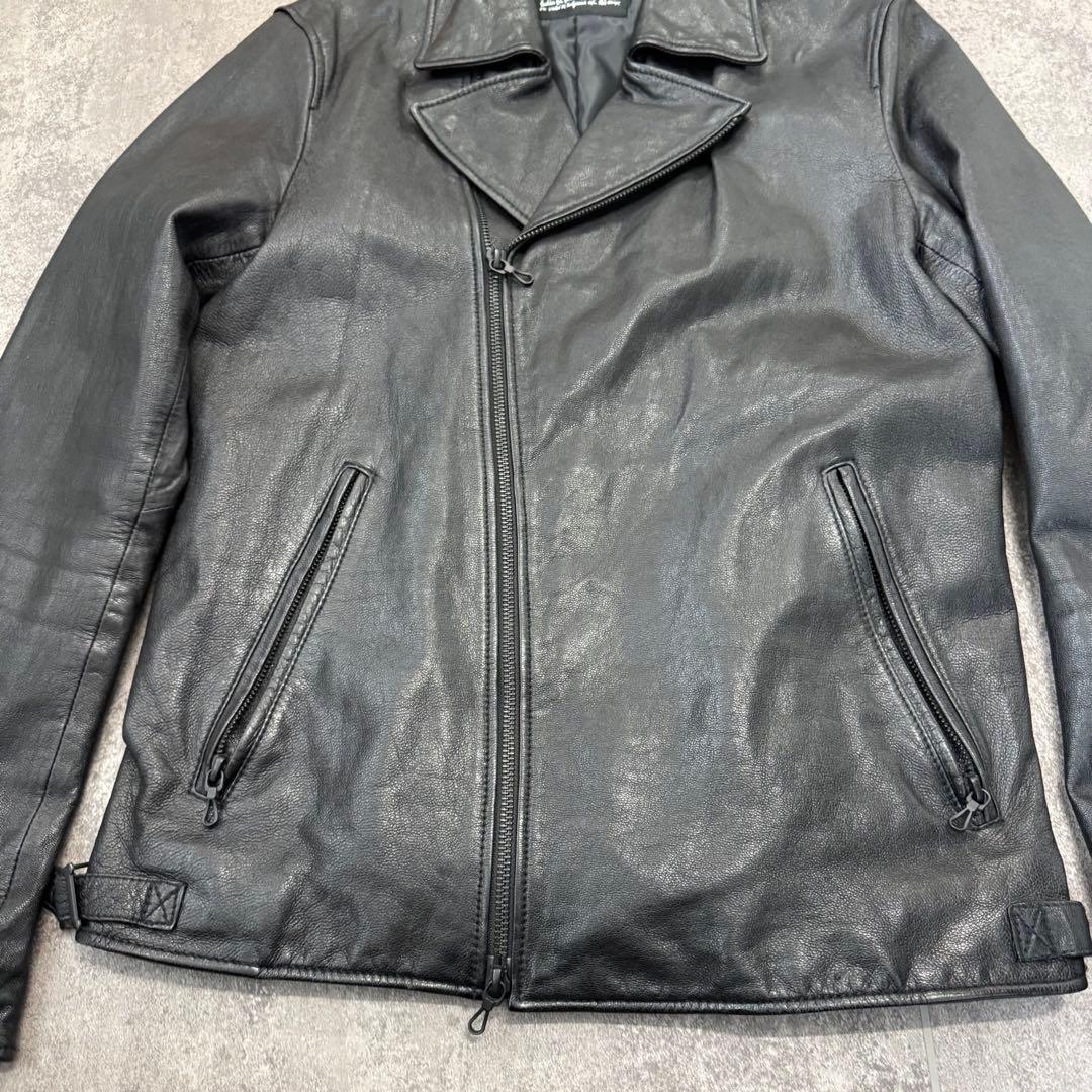 ナノユニバース レザー ライダース ジャケット　ジップオールブラック L