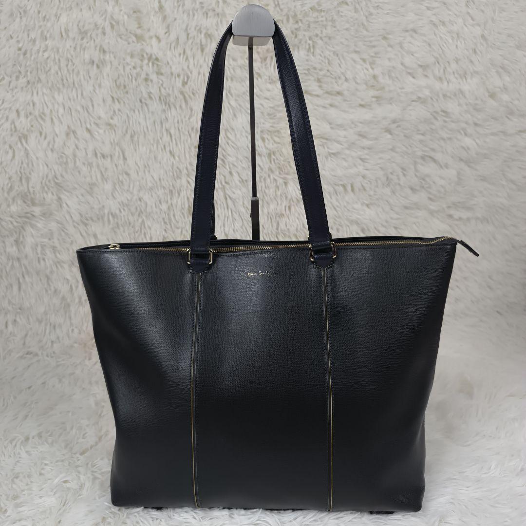 ✨美品✨ ポールスミス トートバッグ レザー シボ革 肩掛け B4可能 緑紺